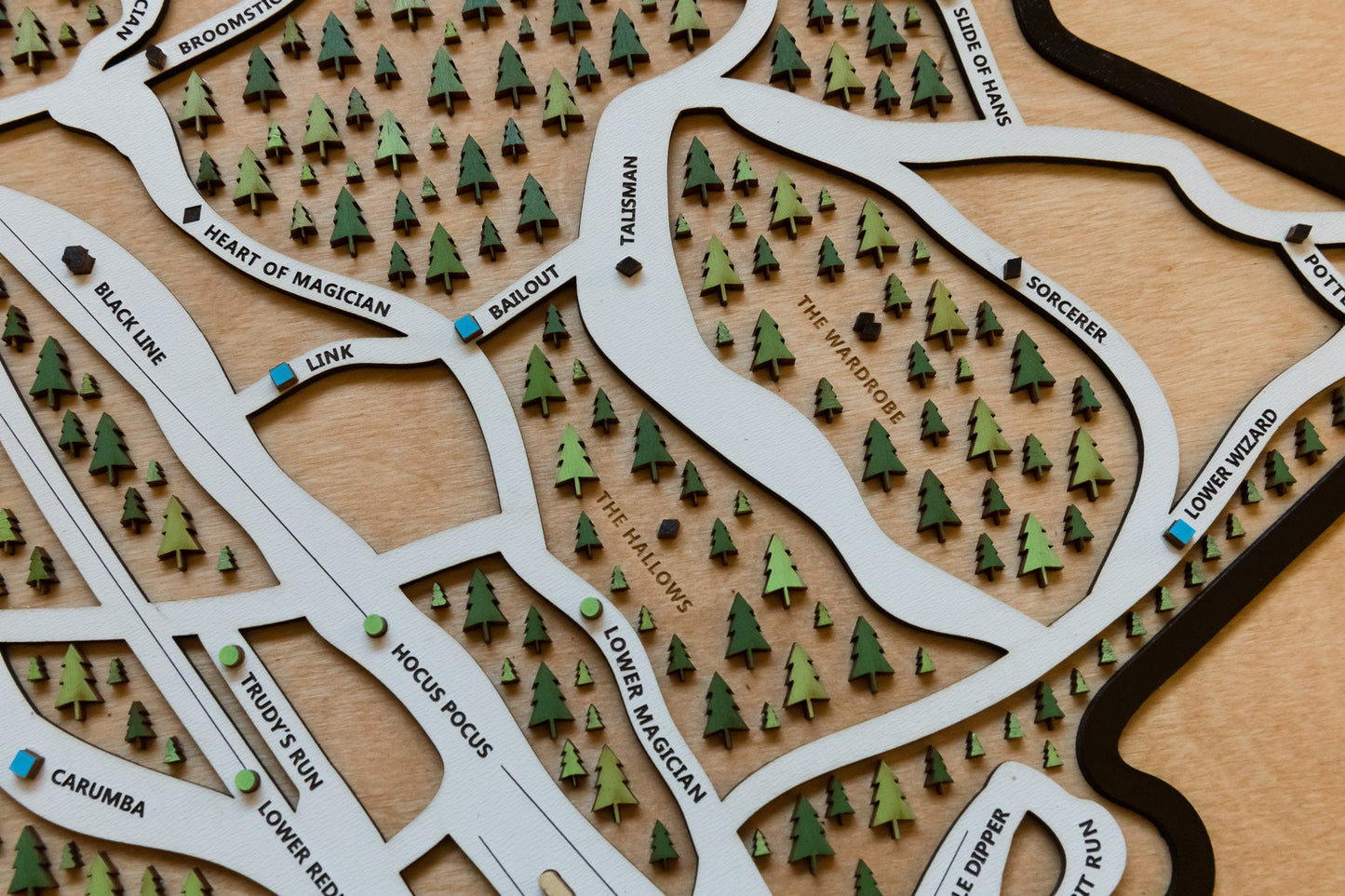 Magic Mountain Vermont Wooden Ski Map | Winter Ski House Décor | Wood Ski Map | Snowboard Art