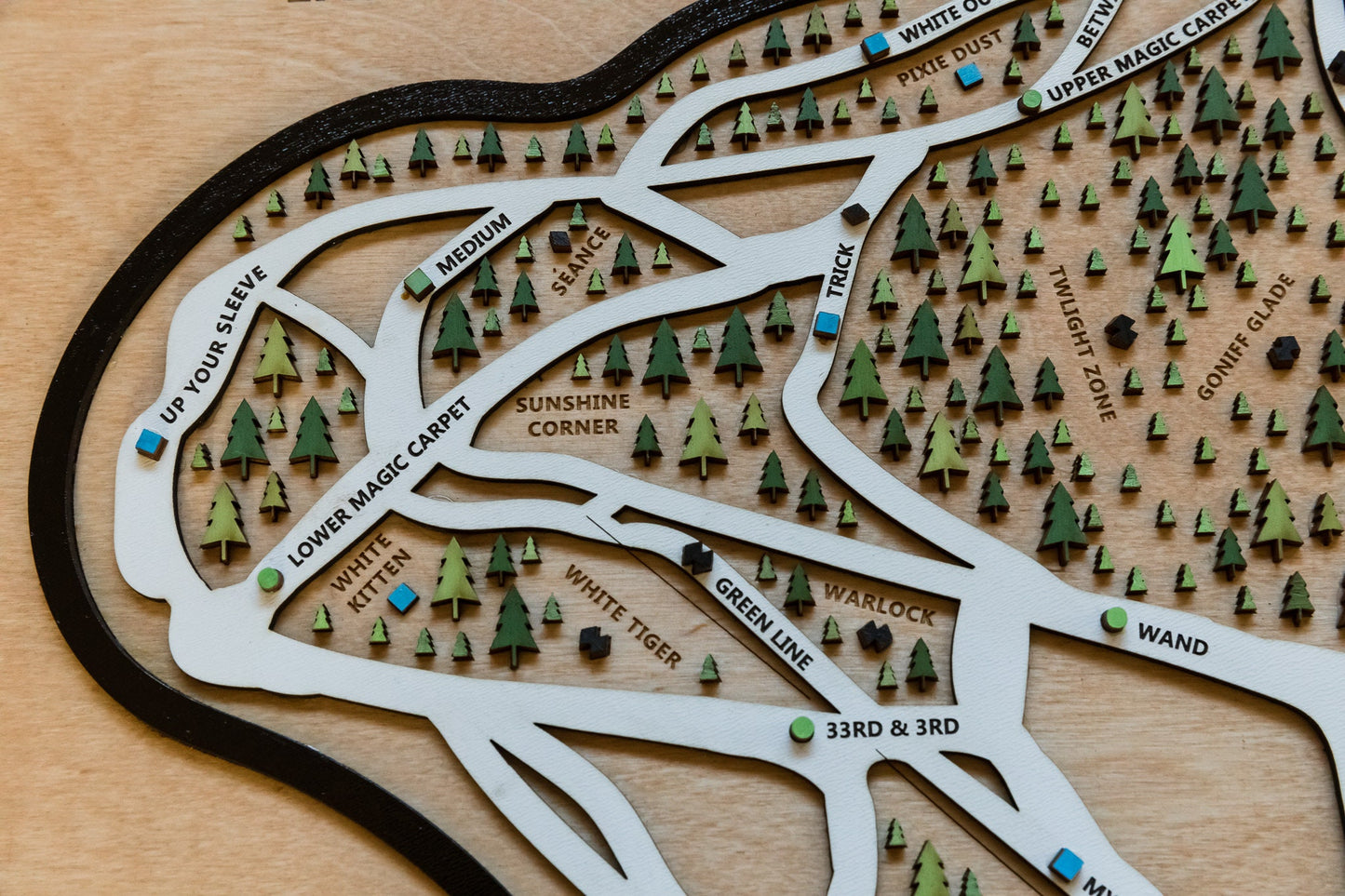 Magic Mountain Vermont Wooden Ski Map | Winter Ski House Décor | Wood Ski Map | Snowboard Art