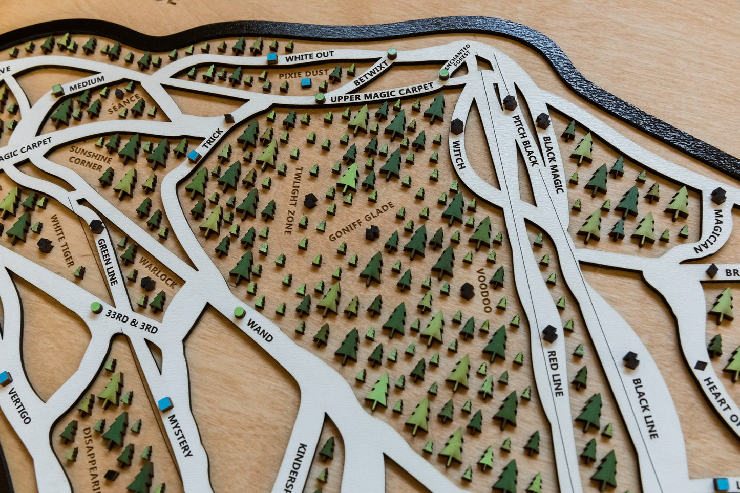 Magic Mountain Vermont Wooden Ski Map | Winter Ski House Décor | Wood Ski Map | Snowboard Art