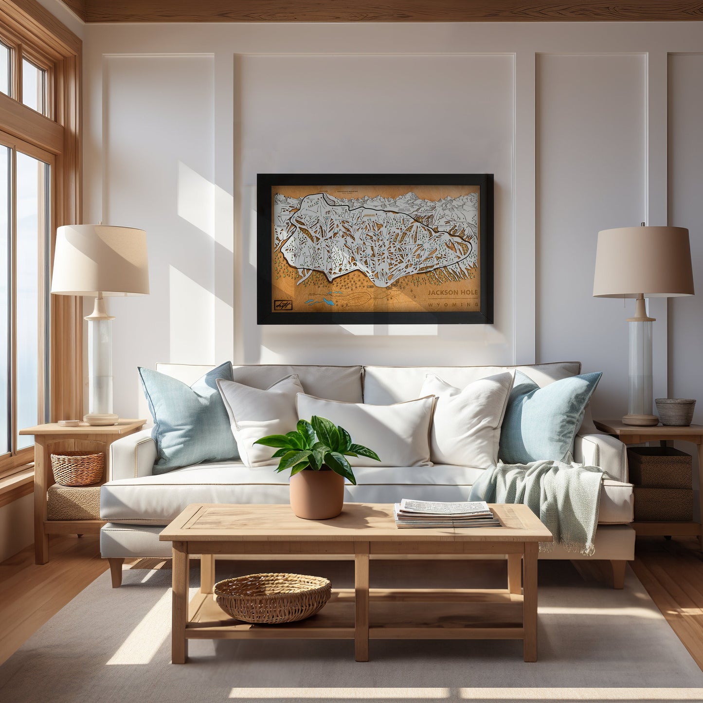 Jackson Hole Wooden Ski Map | Wyoming Ski Decor | Mountain Art | Ski and Snowboard Gifts