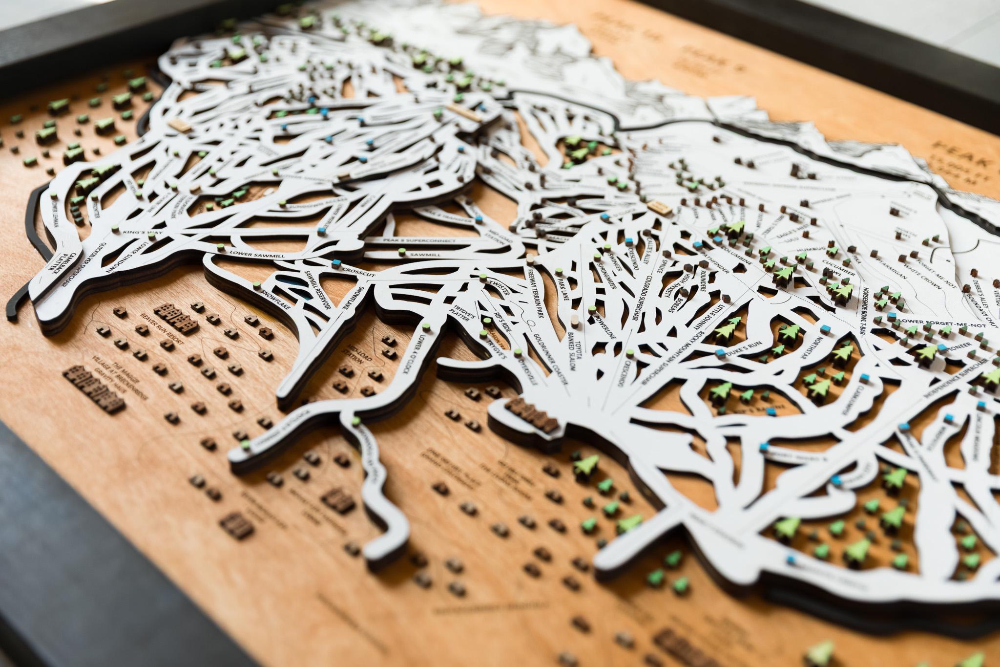 Breckenridge Ski Map | Layered Wooden Ski Trail Map | Colorado
