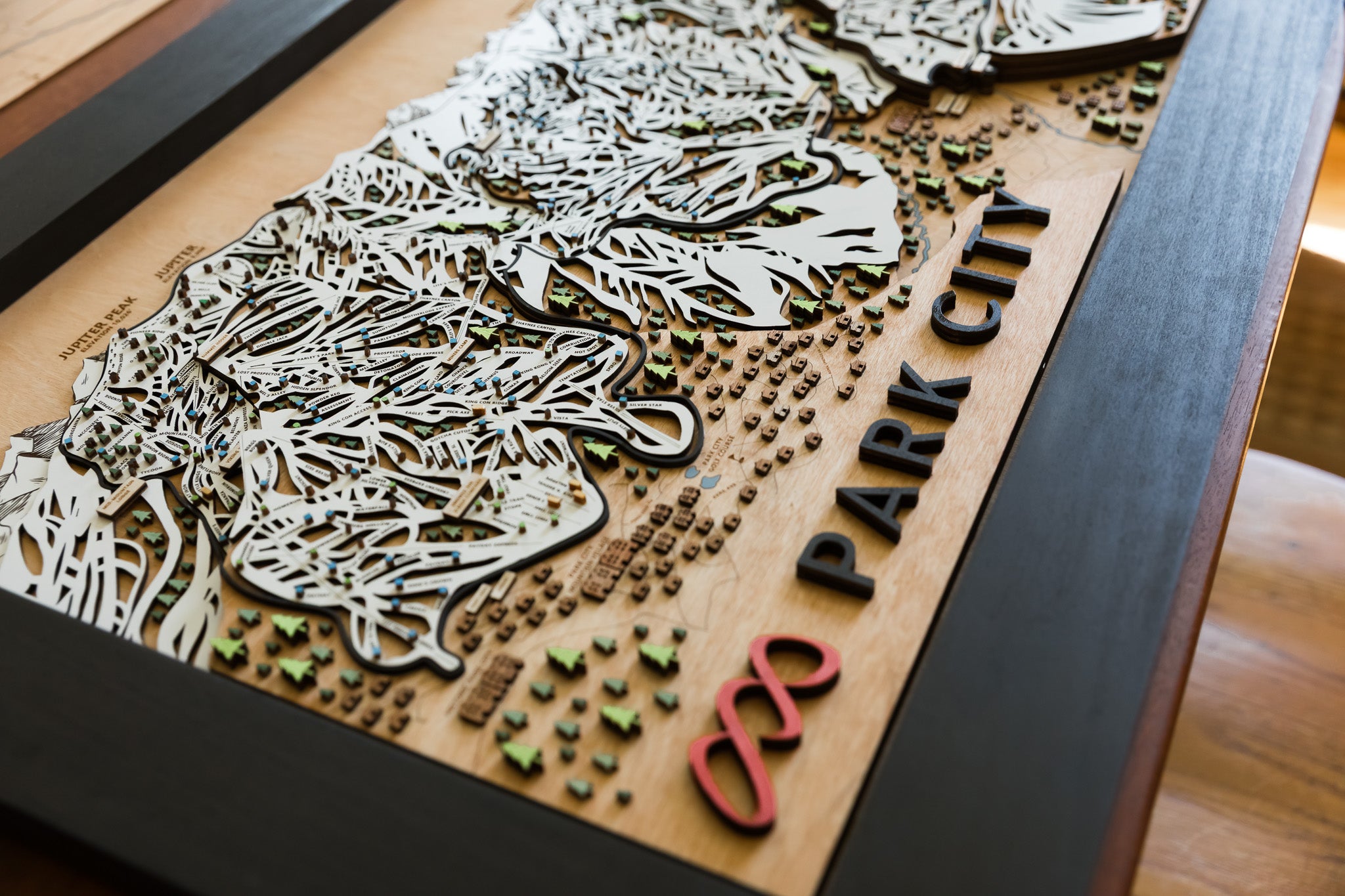 Park City Ski Map | Layered Wooden Ski Trail Map | Utah Mountain