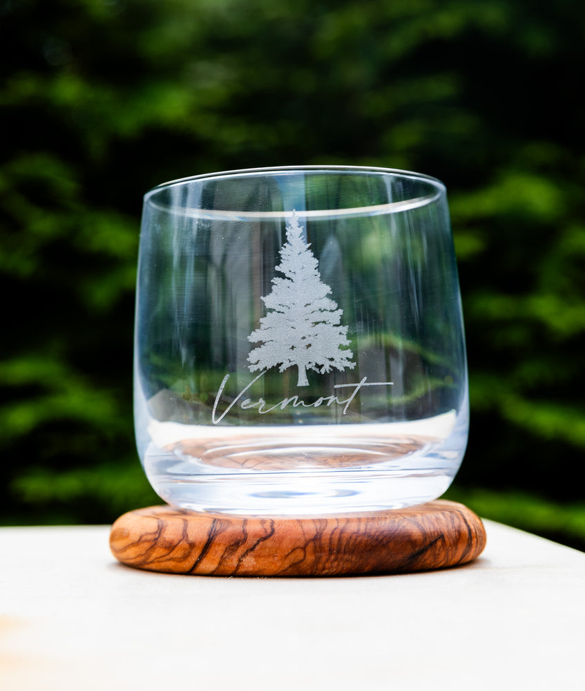Vermont Pine Tree Etched Stemless Wine Glass - 15 oz – Alpine Drift