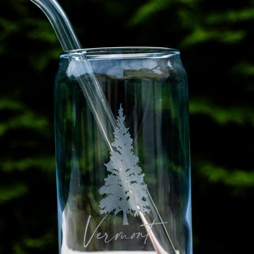 
                  
                    Vermont Pine Tree Etched Can Glass with Glass Straw - 16 oz
                  
                