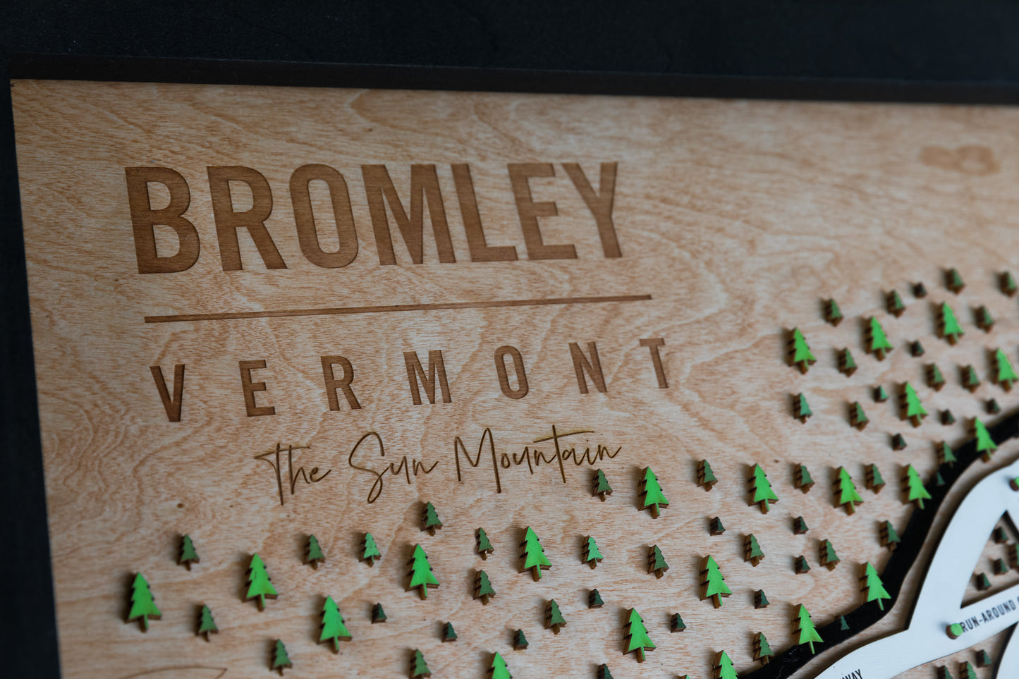 Bromley Vermont Wooden Ski Map Gift for Skiers and Snowboarders