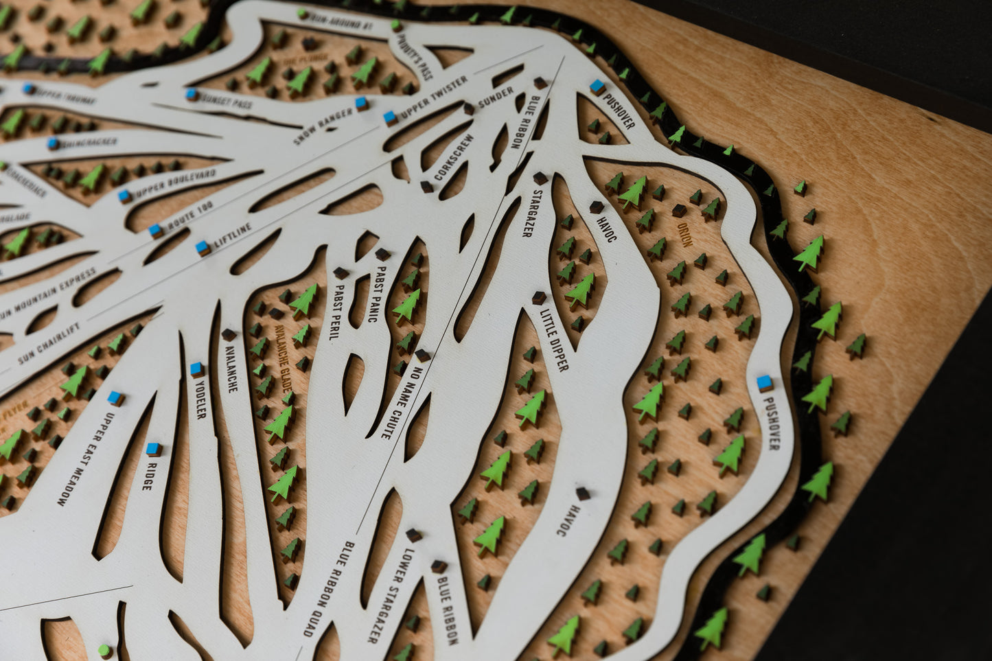 
                  
                    Bromley Ski Map | Layered Wooden Ski Trail Map | Vermont Mountain Art
                  
                