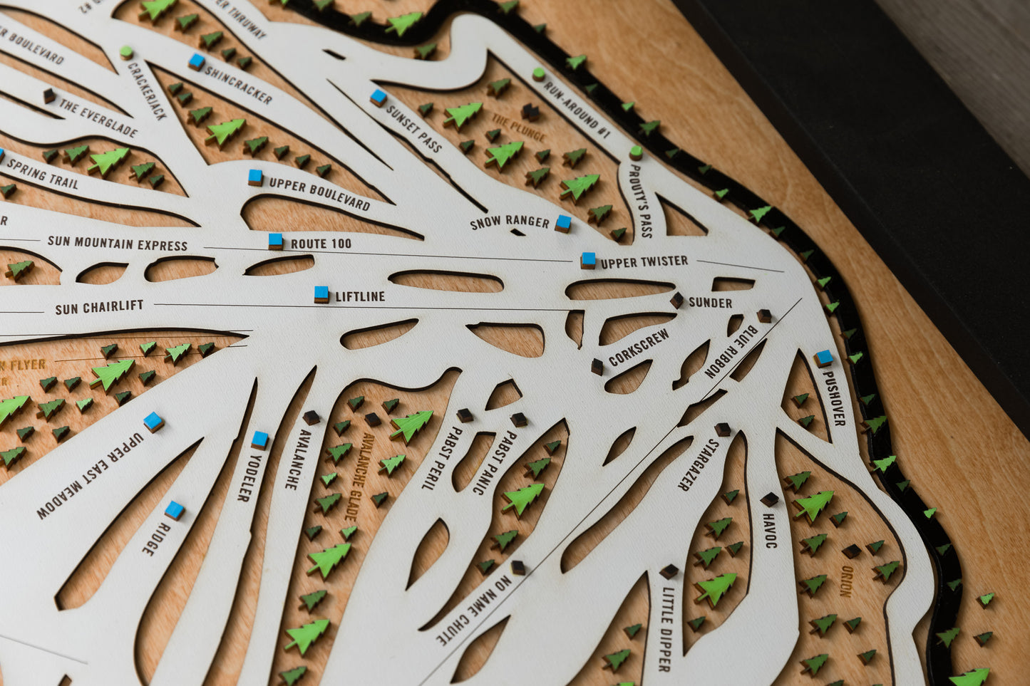 
                  
                    Bromley Ski Map | Layered Wooden Ski Trail Map | Vermont Mountain Art
                  
                