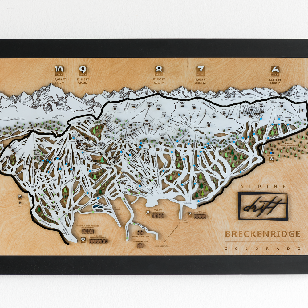 Breckenridge Colorado Ski Snowboard wooden trail map ski gift