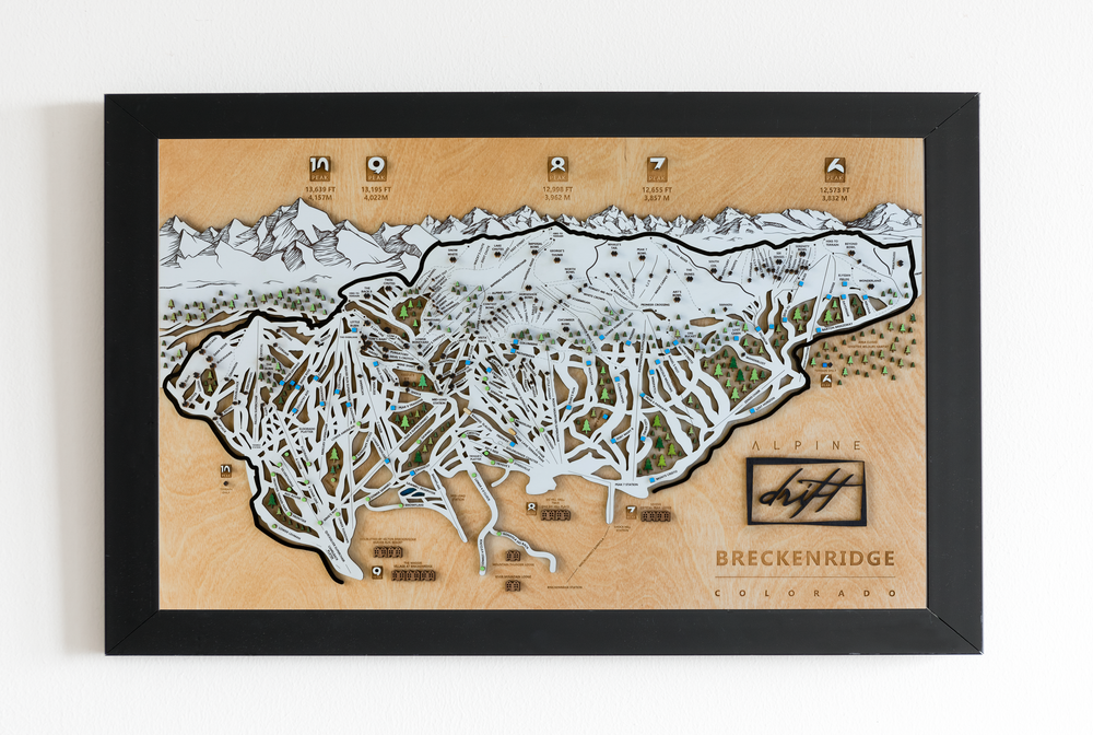 Breckenridge Colorado Ski Snowboard wooden trail map ski gift
