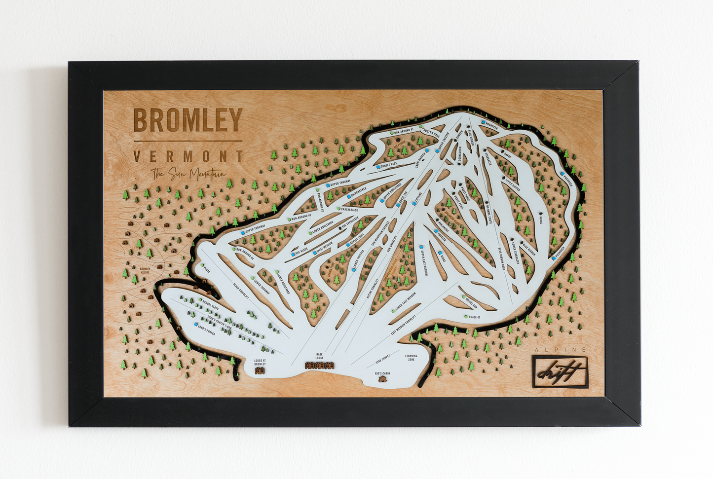 
                  
                    Bromley Ski Map | Layered Wooden Ski Trail Map | Vermont Mountain Art
                  
                