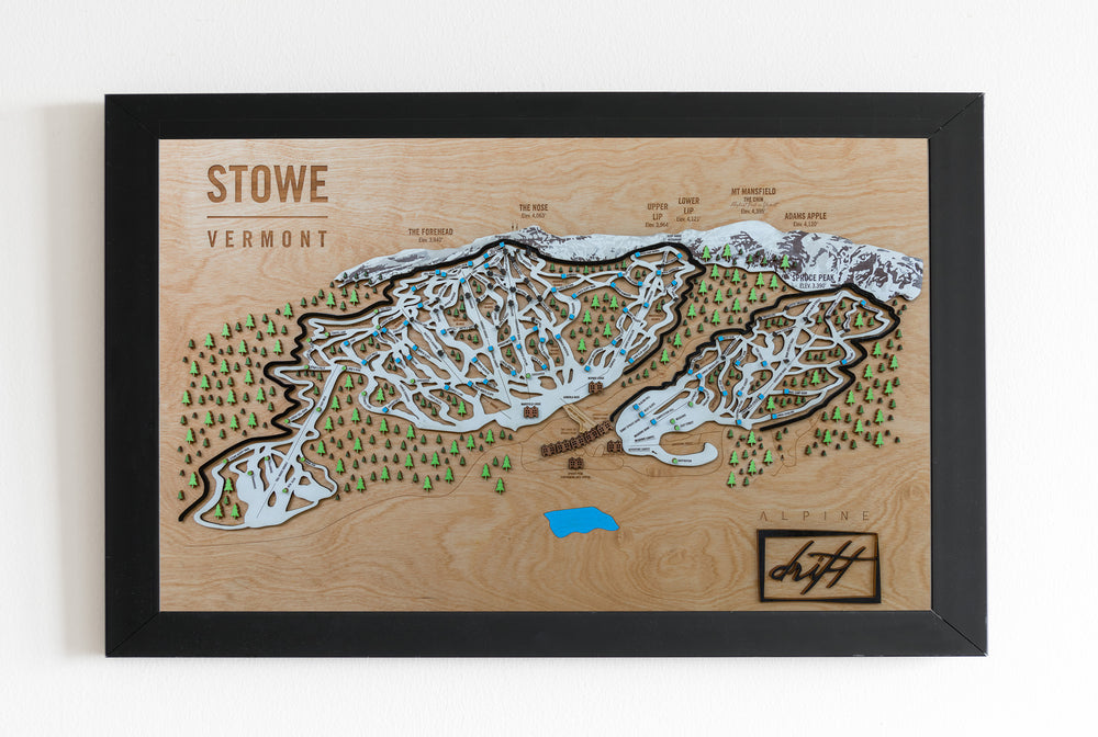 
                  
                    Stowe Vermont Wooden Winter Map
                  
                