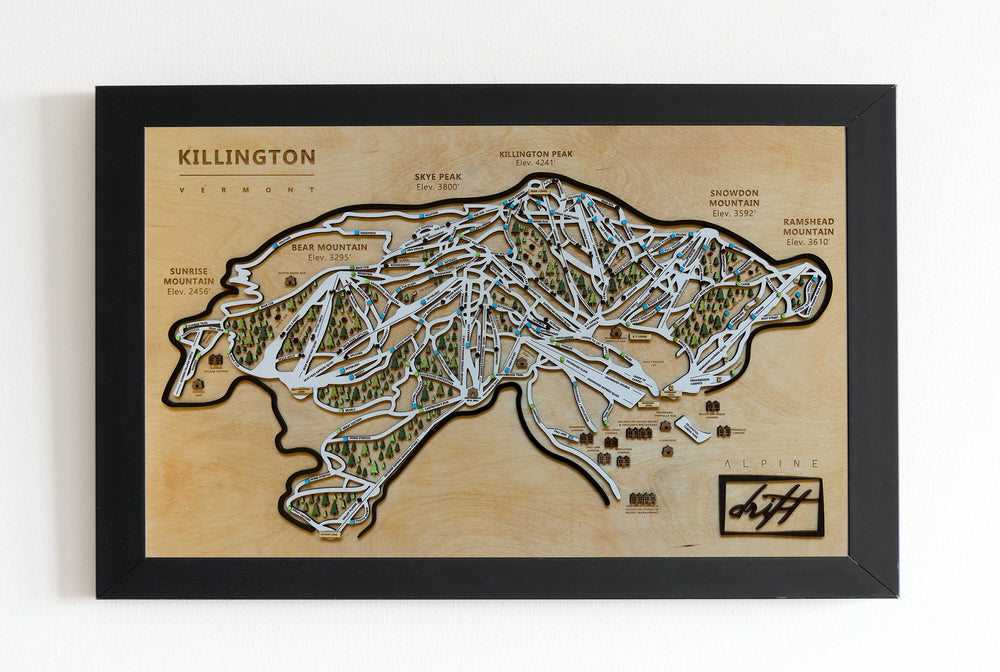 Killington Wooden Ski Map | Gift for Skiers | Gift for Snowboarders | Mountain Design