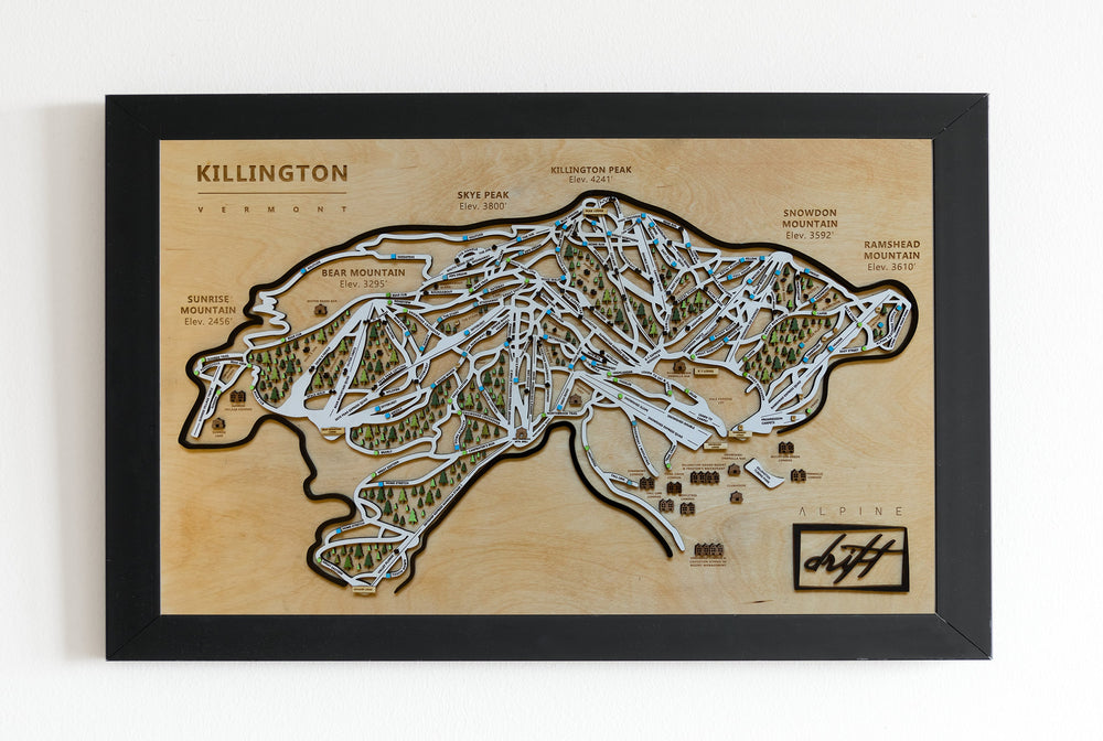 Killington Wooden Ski Map | Gift for Skiers | Gift for Snowboarders | Mountain Design