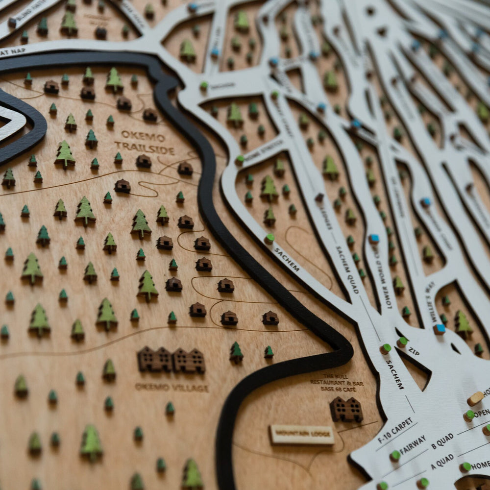 
                  
                    Okemo Wooden Ski Map Mountain Art Gift
                  
                