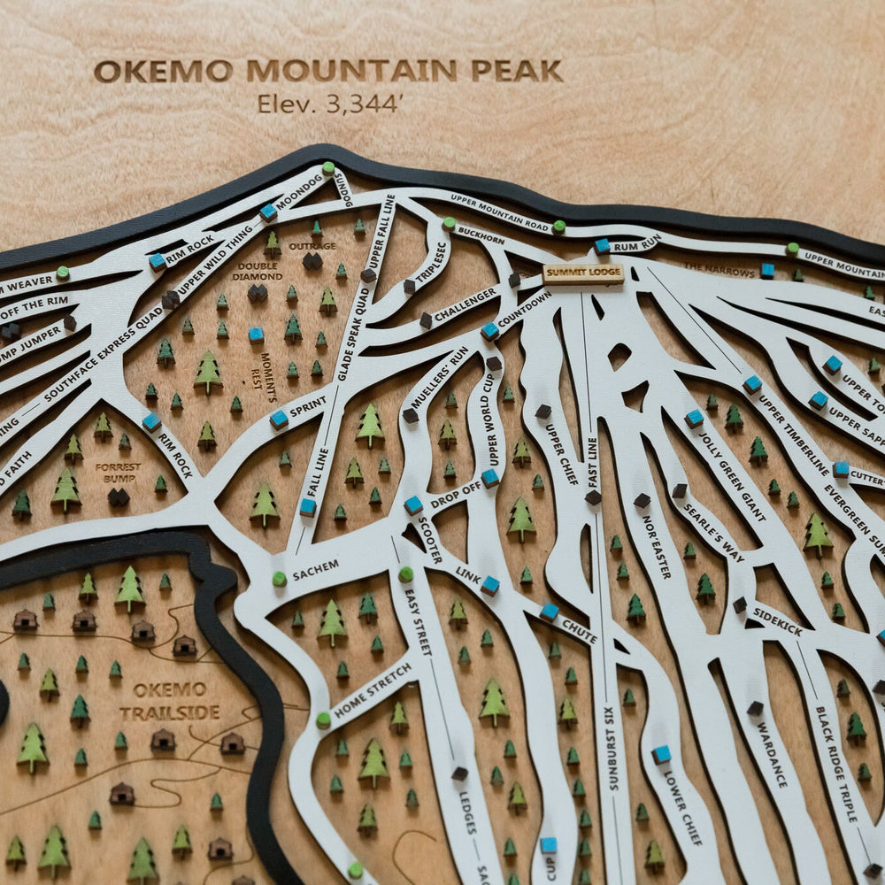 
                  
                    Okemo Wooden Ski Map Mountain Art Gift
                  
                
