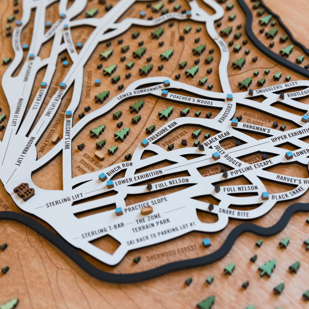 Smugglers' Notch Wooden Ski Map | Ski Map Art | Vermont Art | Mountain Art | Ski House | Ski Snowboarding Gift