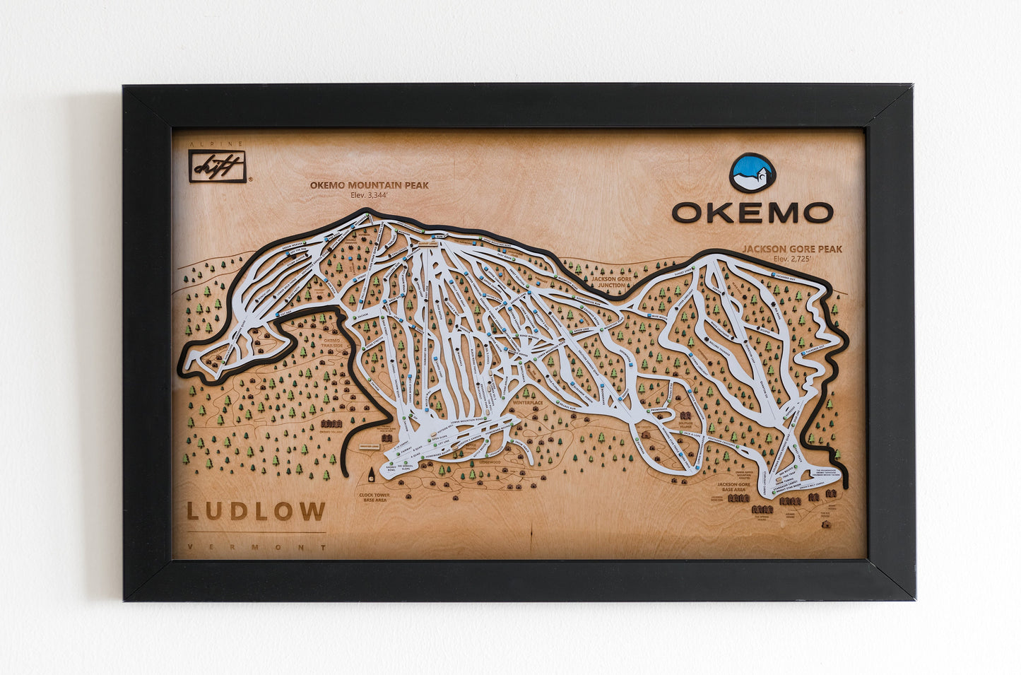 
                  
                    Okemo Wooden Ski Map Mountain Art Gift
                  
                