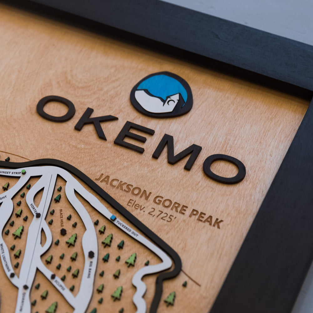 Okemo Wooden Ski Map Mountain Art Gift