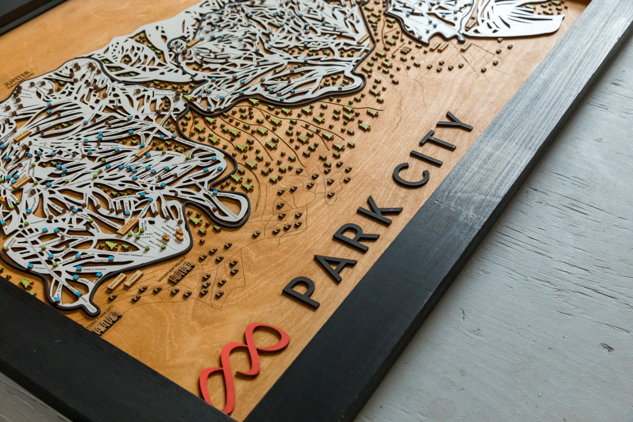 Park City Ski Map | Layered Wooden Ski Trail Map | Utah Mountain
