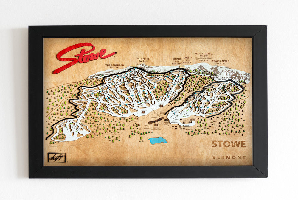 Stowe wooden ski map