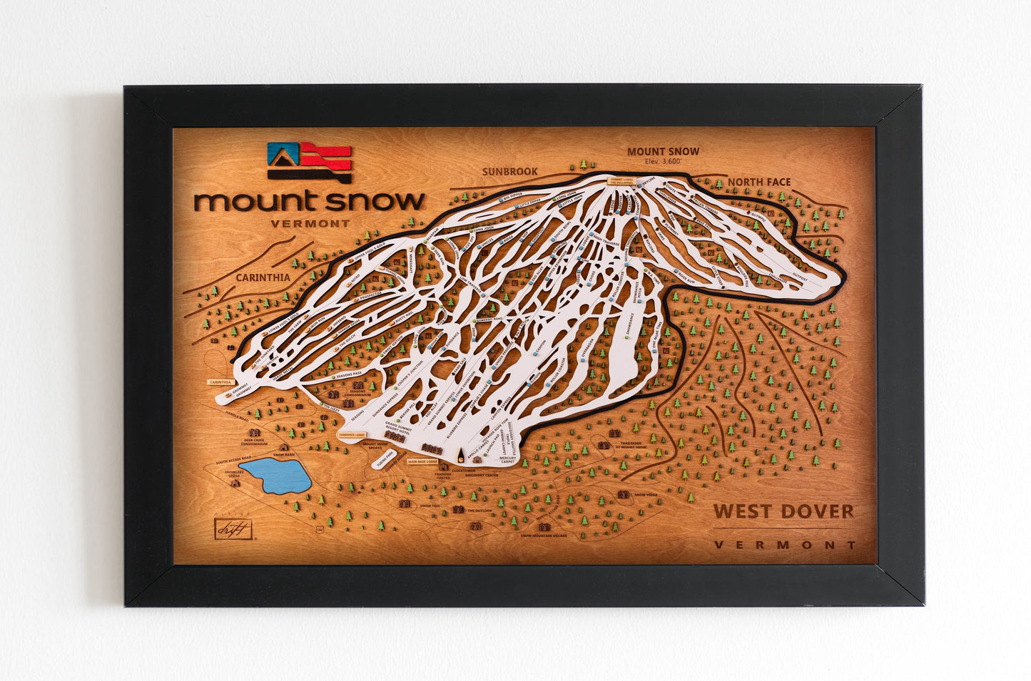 Mount Snow - Vermont Wooden Ski Map
