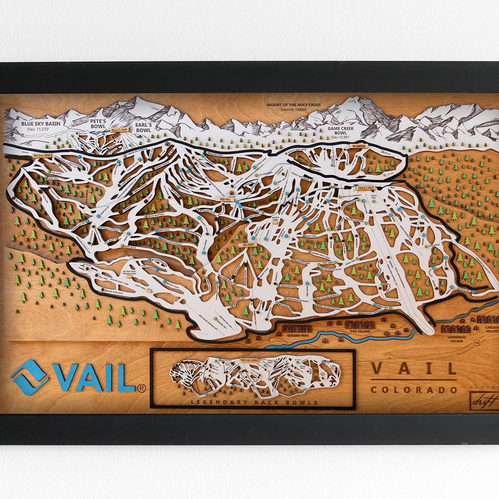 Vail Colorado Wooden Ski Map