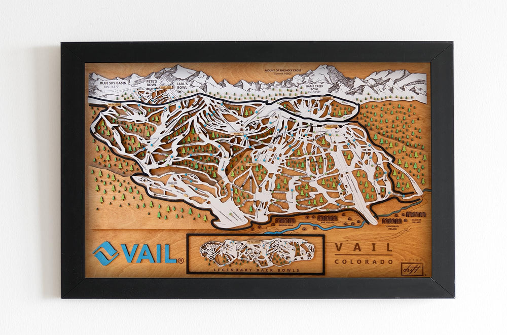 Vail Colorado Wooden Ski Map