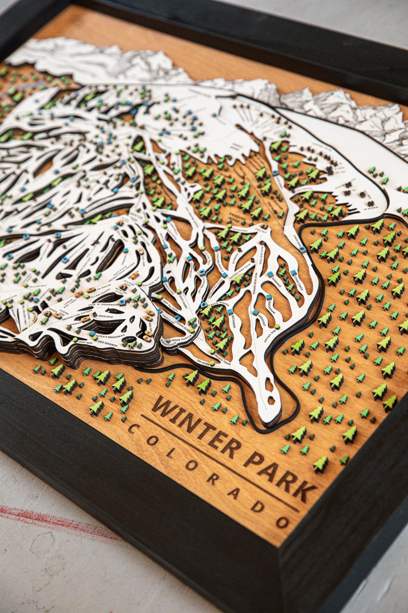 Original Winter Park Wooden Ski Map | Mountain Art | Colorado | Skier Snowboarder Gift | Vermont Home Decor | Ski House