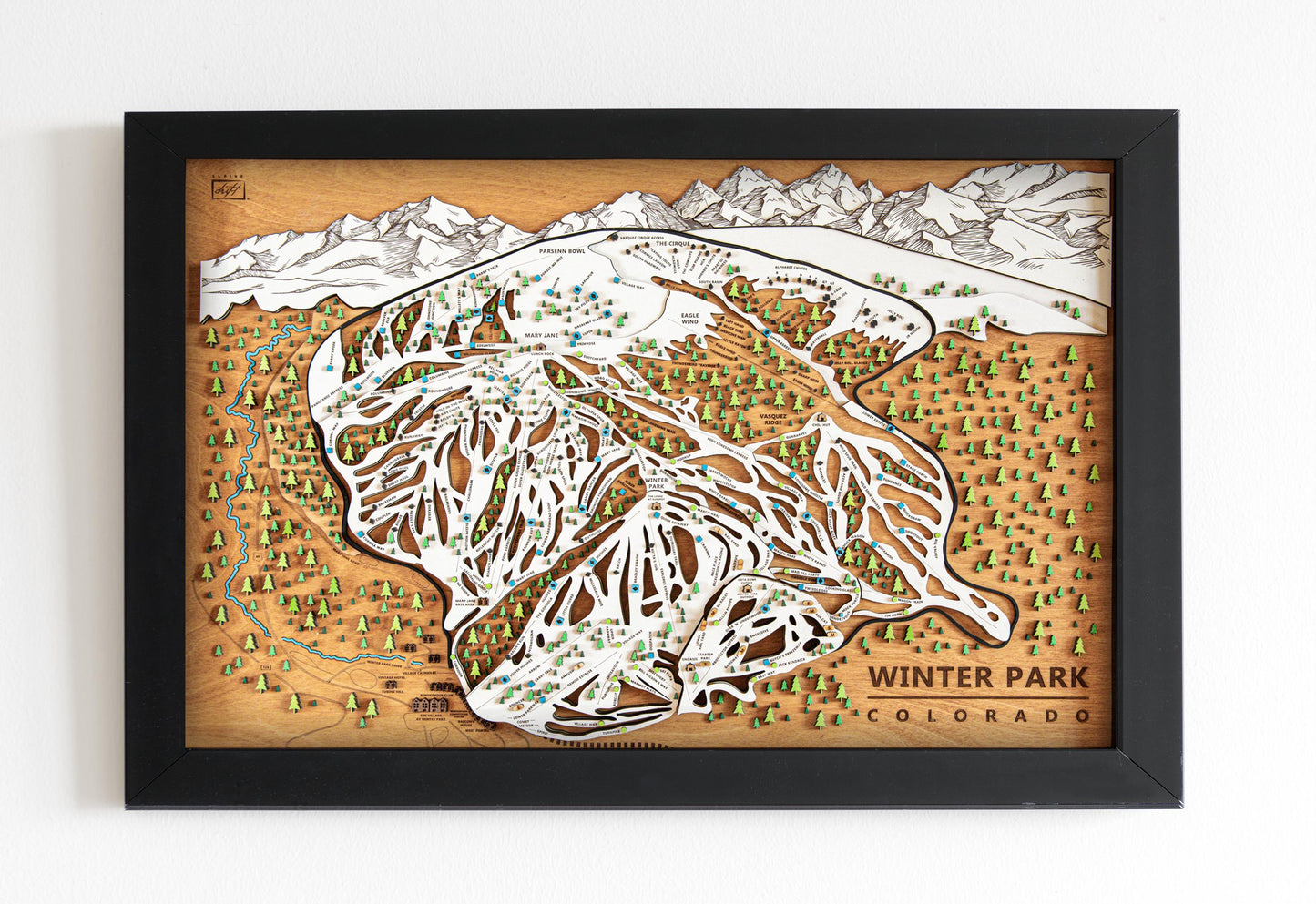 Original Winter Park Wooden Ski Map | Mountain Art | Colorado | Skier Snowboarder Gift | Colorado Home Decor | Ski House