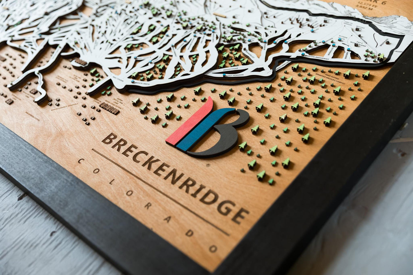 Breckenridge Wooden Ski Map | Ski Map Art | Colorado Art | Mountain Art | Ski House | Ski Snowboarding Gift | Ski Dad