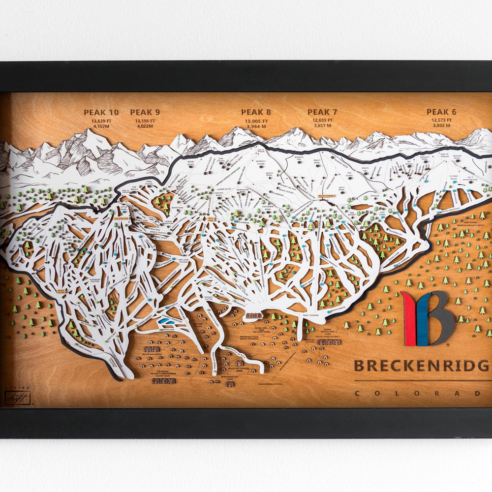 Breckenridge Wooden Ski Map | Ski Map Art | Colorado Art | Mountain Art | Ski House | Ski Snowboarding Gift | Ski Dad