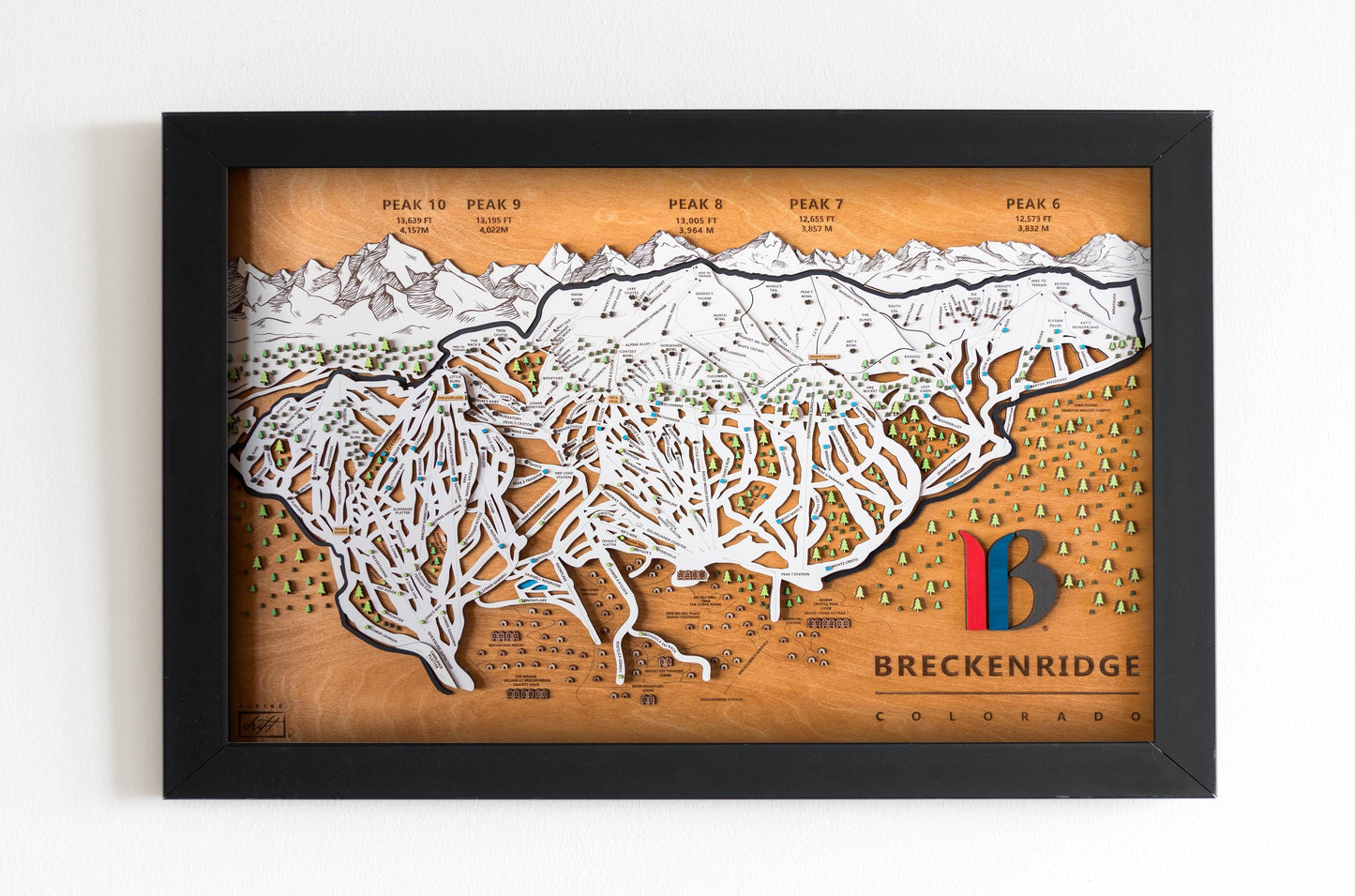 Breckenridge Wooden Ski Map | Ski Map Art | Colorado Art | Mountain Art | Ski House | Ski Snowboarding Gift | Ski Dad