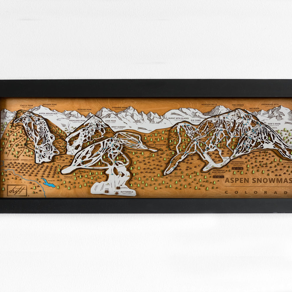 Original Aspen Snowmass Wooden Ski Map | Mountain Art | Colorado | Skier Snowboarder Gift | ColoradoHome Decor | Ski House