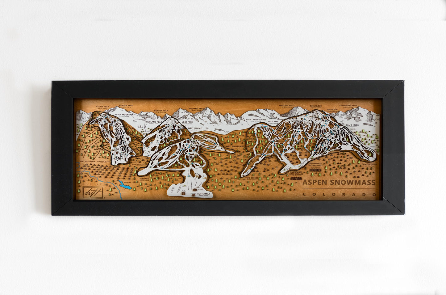 Original Aspen Snowmass Wooden Ski Map | Mountain Art | Colorado | Skier Snowboarder Gift | ColoradoHome Decor | Ski House