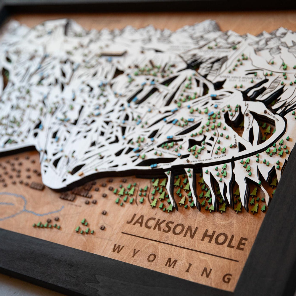 Jackson Hole Wooden Ski Map | Wyoming Ski Decor | Mountain Art | Ski and Snowboard Gifts