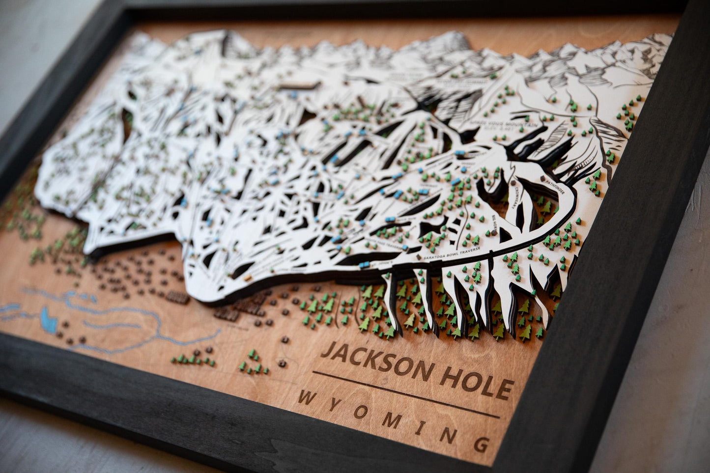 Jackson Hole Wooden Ski Map | Wyoming Ski Decor | Mountain Art | Ski and Snowboard Gifts