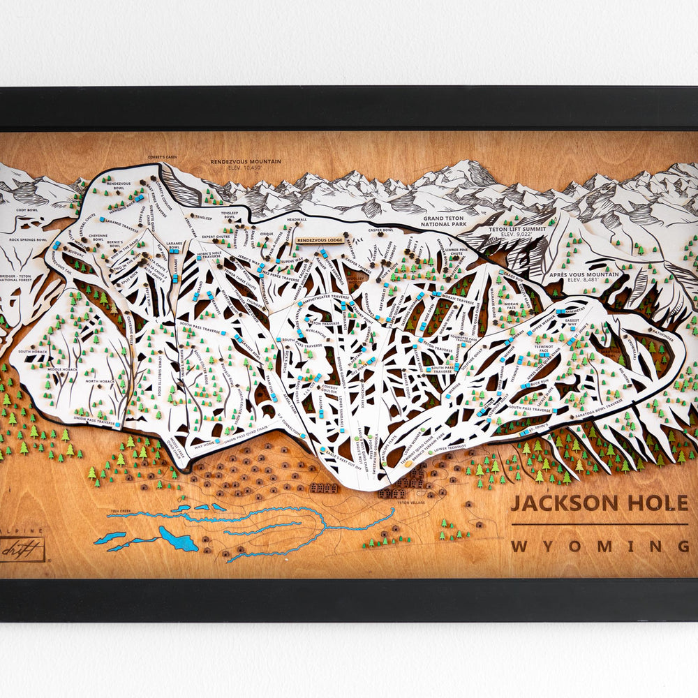 Jackson Hole Wooden Ski Map | Wyoming Ski Decor | Mountain Art | Ski and Snowboard Gifts