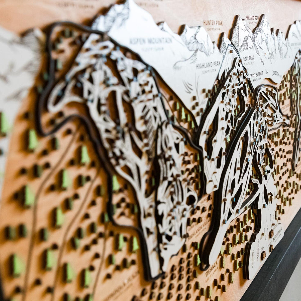 Original Aspen Snowmass Wooden Ski Map | Mountain Art | Colorado | Skier Snowboarder Gift | ColoradoHome Decor | Ski House