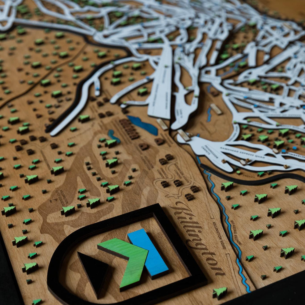 Killington Wooden Ski Map | Gift for Skiers | Gift for Snowboarders | Mountain Design