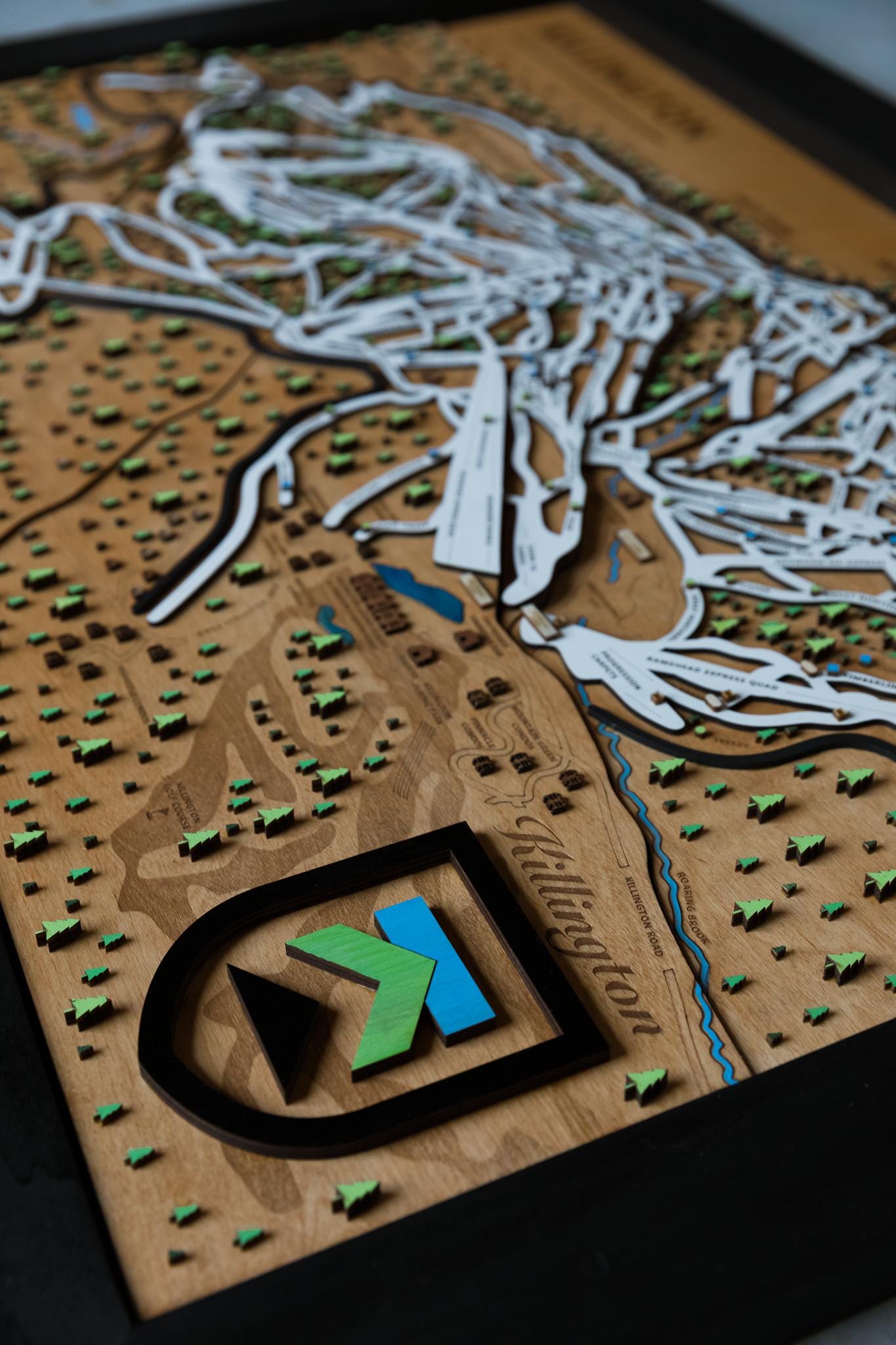 Killington Wooden Ski Map | Gift for Skiers | Gift for Snowboarders | Mountain Design
