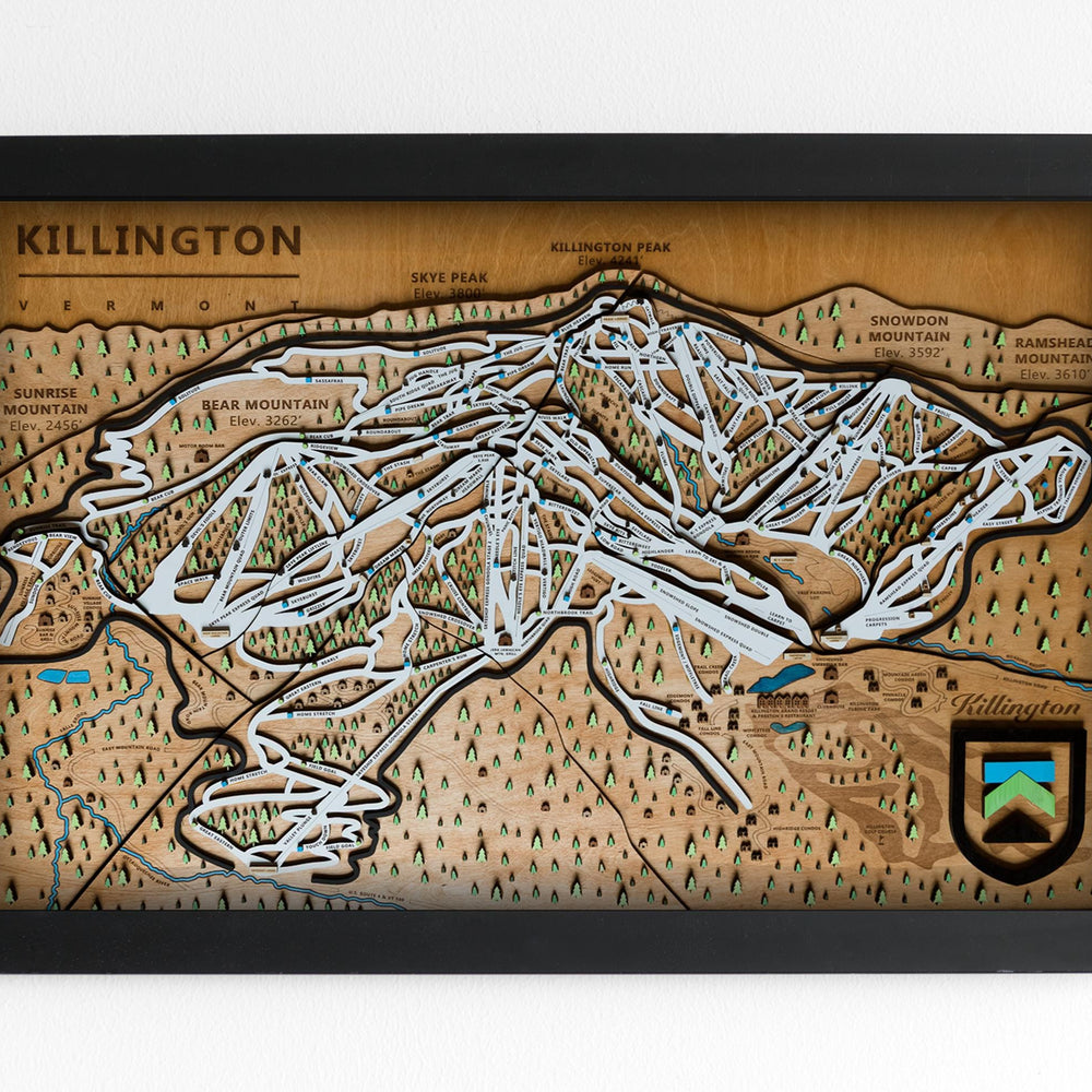 Killington Wooden Ski Map | Gift for Skiers | Gift for Snowboarders | Mountain Design