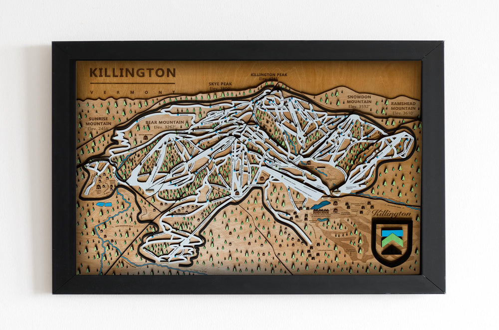 Killington Wooden Ski Map | Gift for Skiers | Gift for Snowboarders | Mountain Design