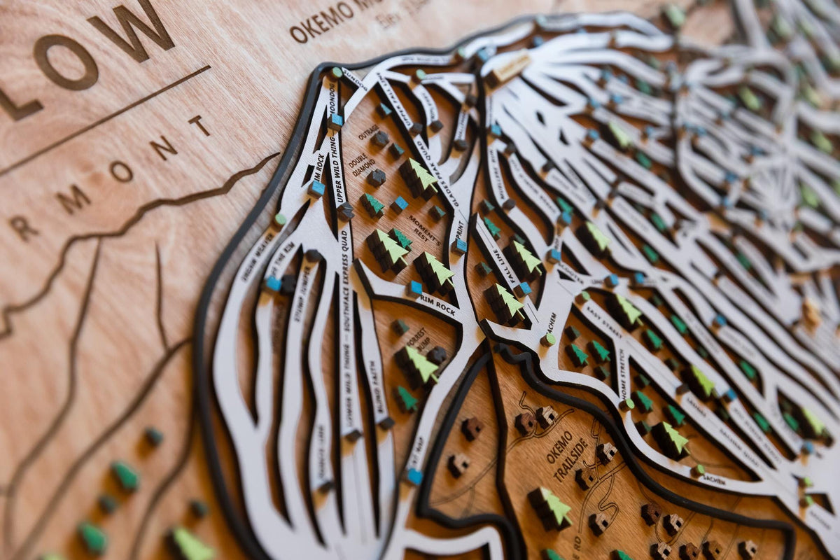 
                  
                    Okemo Ski Map | Layered Wooden Ski Trail Map | Vermont Mountain Art | Okemo Resort Decor | Ski House Wall Art
                  
                