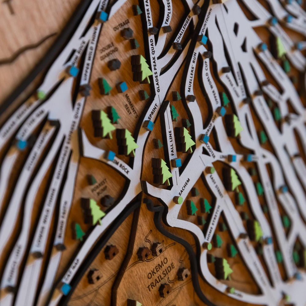 Original Okemo Wooden Ski Map | Mountain Art | Okemo Vermont | Skier Snowboarder Gift | Vermont Home Decor | Ski House
