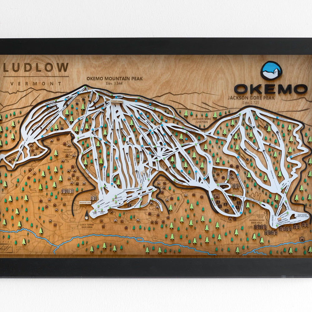 Original Okemo Wooden Ski Map | Mountain Art | Okemo Vermont | Skier Snowboarder Gift | Vermont Home Decor | Ski House