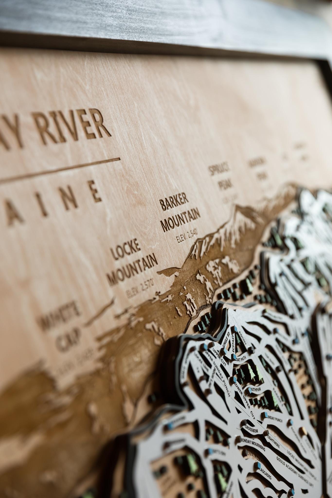 Sunday River Ski Map | Layered Wooden Ski Trail Map | Maine Mountain Art | Sunday River Resort Decor | Ski House Wall Art