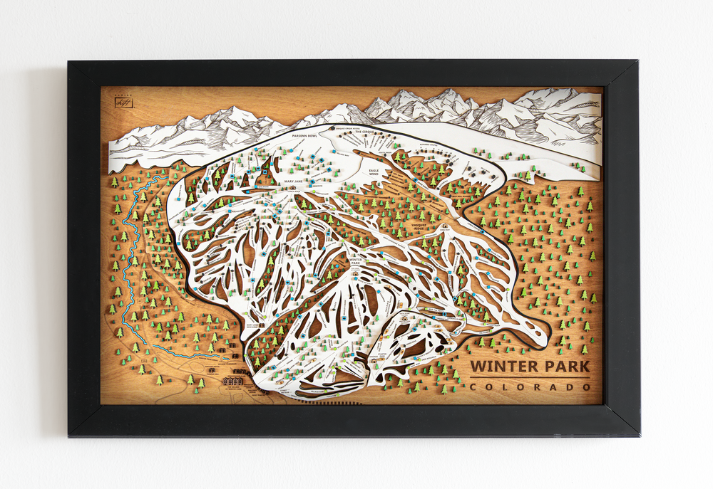 Original Winter Park Wooden Ski Map | Mountain Art | Colorado | Skier Snowboarder Gift | Colorado Home Decor | Ski House