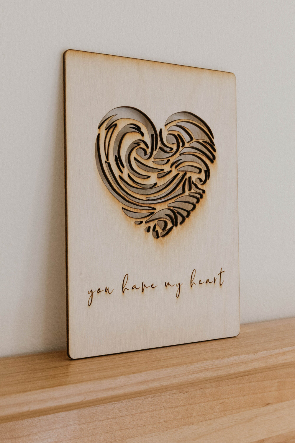 Valentine's Day Card | Wooden Card | Unique Card | You have my heart | Cute card