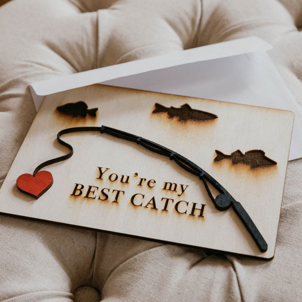 
                  
                    Wooden Card | Fishing Card | You're my best catch | Cute card
                  
                