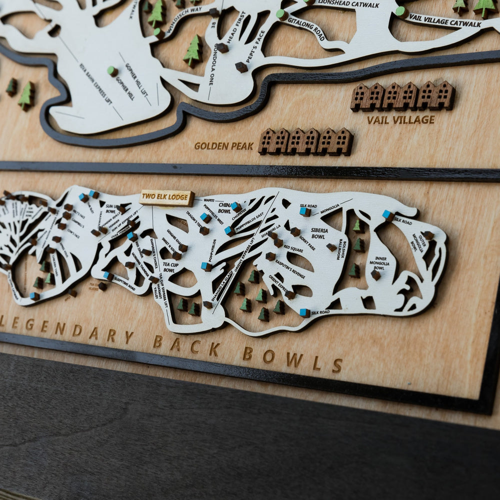 Vail Colorado Wooden Trail Map | Gift for Skiers | Gift for Snowboarders | Mountain Design